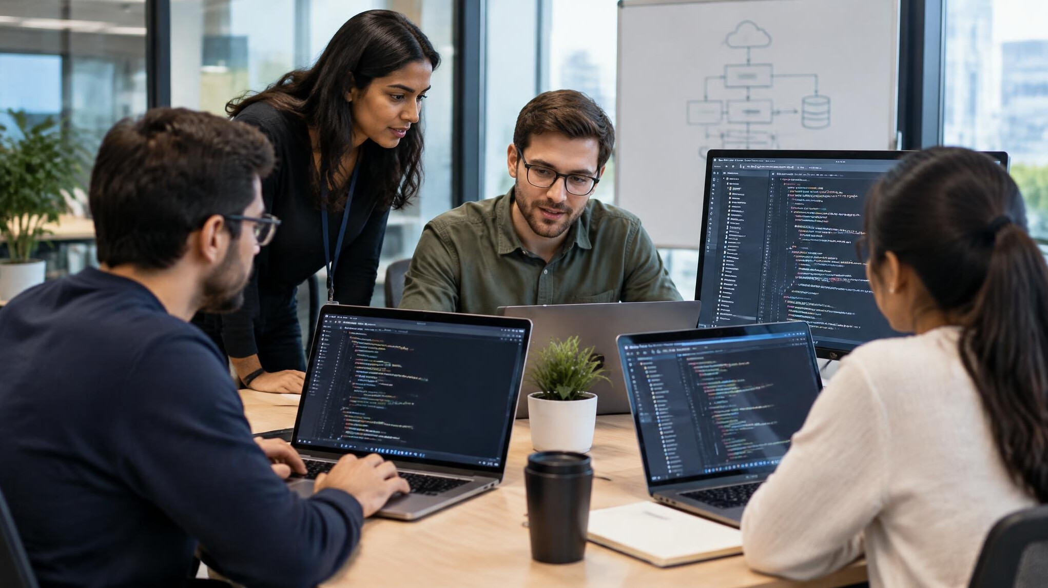 corporate team coding session